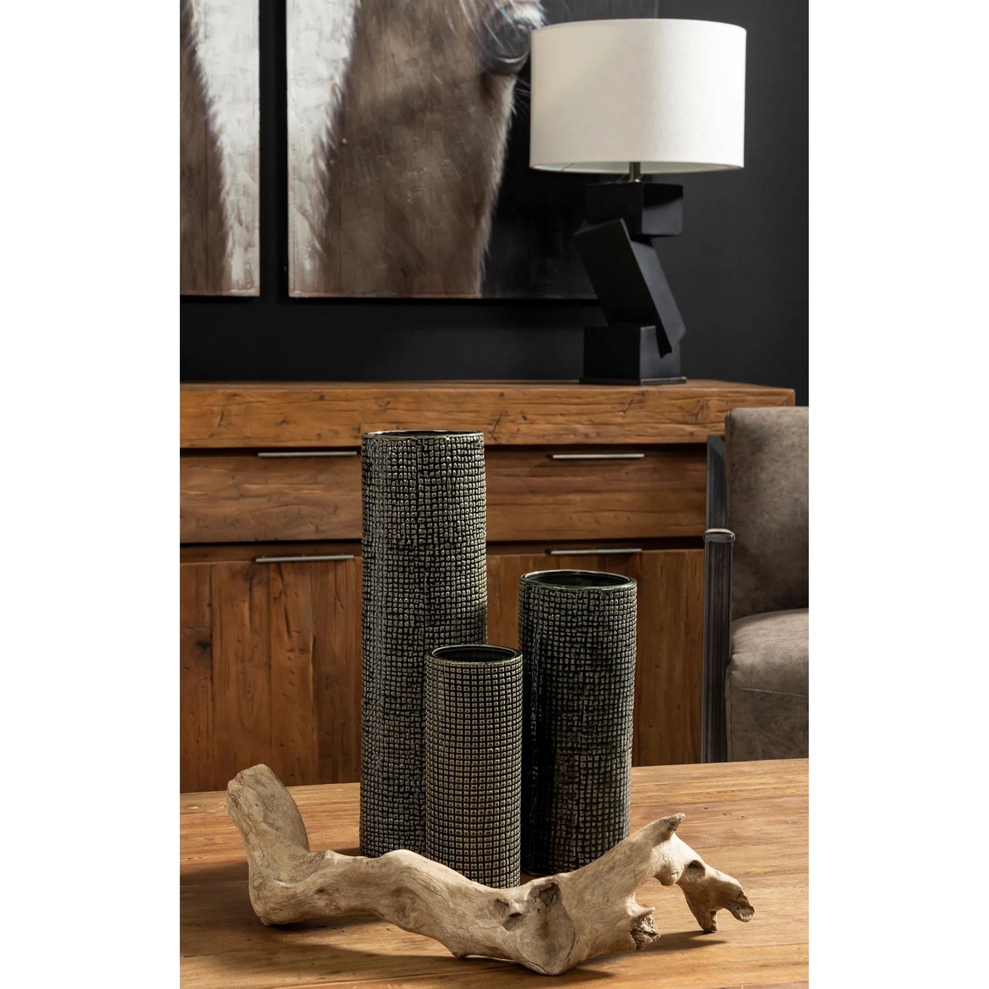 068 SR-387942 | Lifestyle | Kona II Vase by Mercana in black, gold. Made from ceramic in a eclectic & global style.