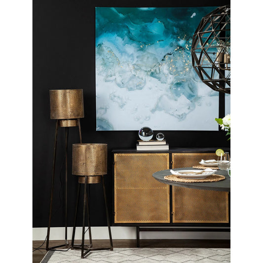Chaudron Floor Lamp by Mercana in antique brass, matte black. Made from unique in a eclectic & global style.