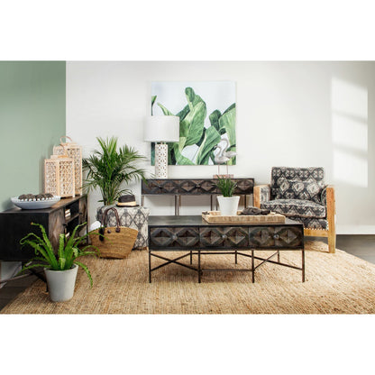 Pallu Ottoman by Mercana in black. Made from dhurrie cotton in a eclectic & global style.