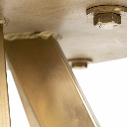 Laurent Dining Table by Mercana in white, brass. Made from marble, metal in a modern style.