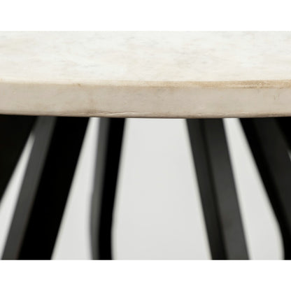 Laurent Dining Table by Mercana in white, brass. Made from marble, metal in a modern style.