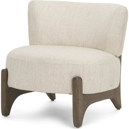 Vyra Accent Chair by Mercana in cream. Made from fabric in a unique style.