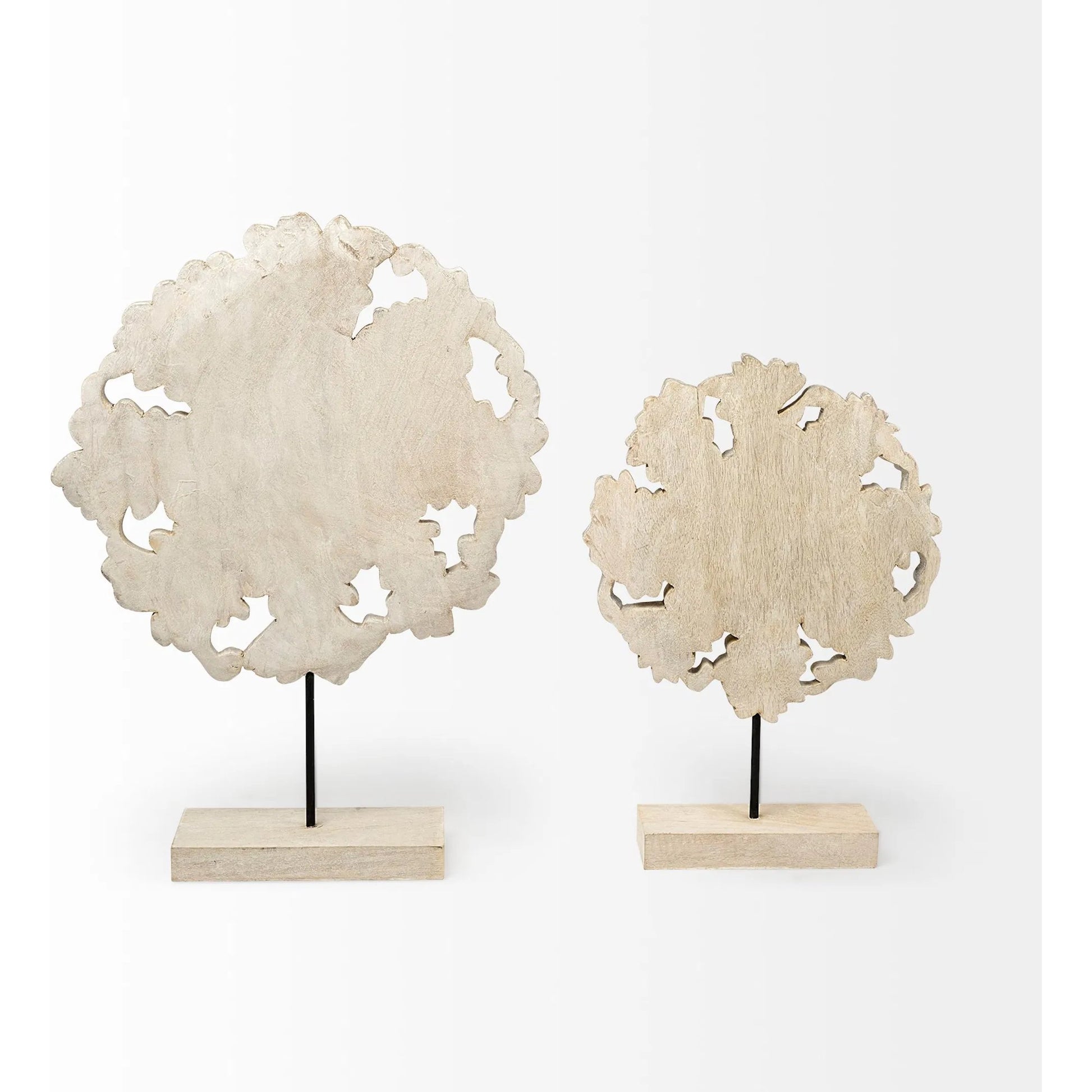 Kamara I Washed Wood W Silver Botanical Decorative Object by Mercana in metallic silver. Made from wood in a eclectic & global style.