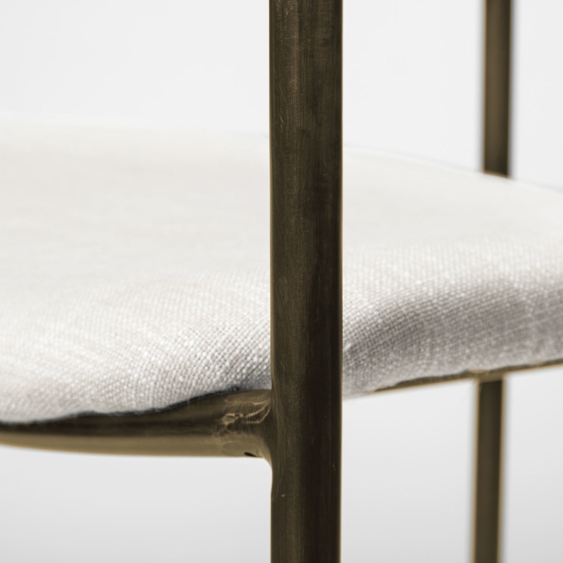 Parker Upholstered Dining Chair (Set of 2) by Mercana in white, gold. Made from fabric, metal in a modern style.