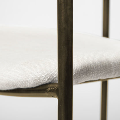 Parker Upholstered Dining Chair (Set of 2) by Mercana in white, gold. Made from fabric, metal in a modern style.