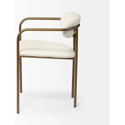 Parker Upholstered Dining Chair (Set of 2) by Mercana in white, gold. Made from fabric, metal in a modern style.