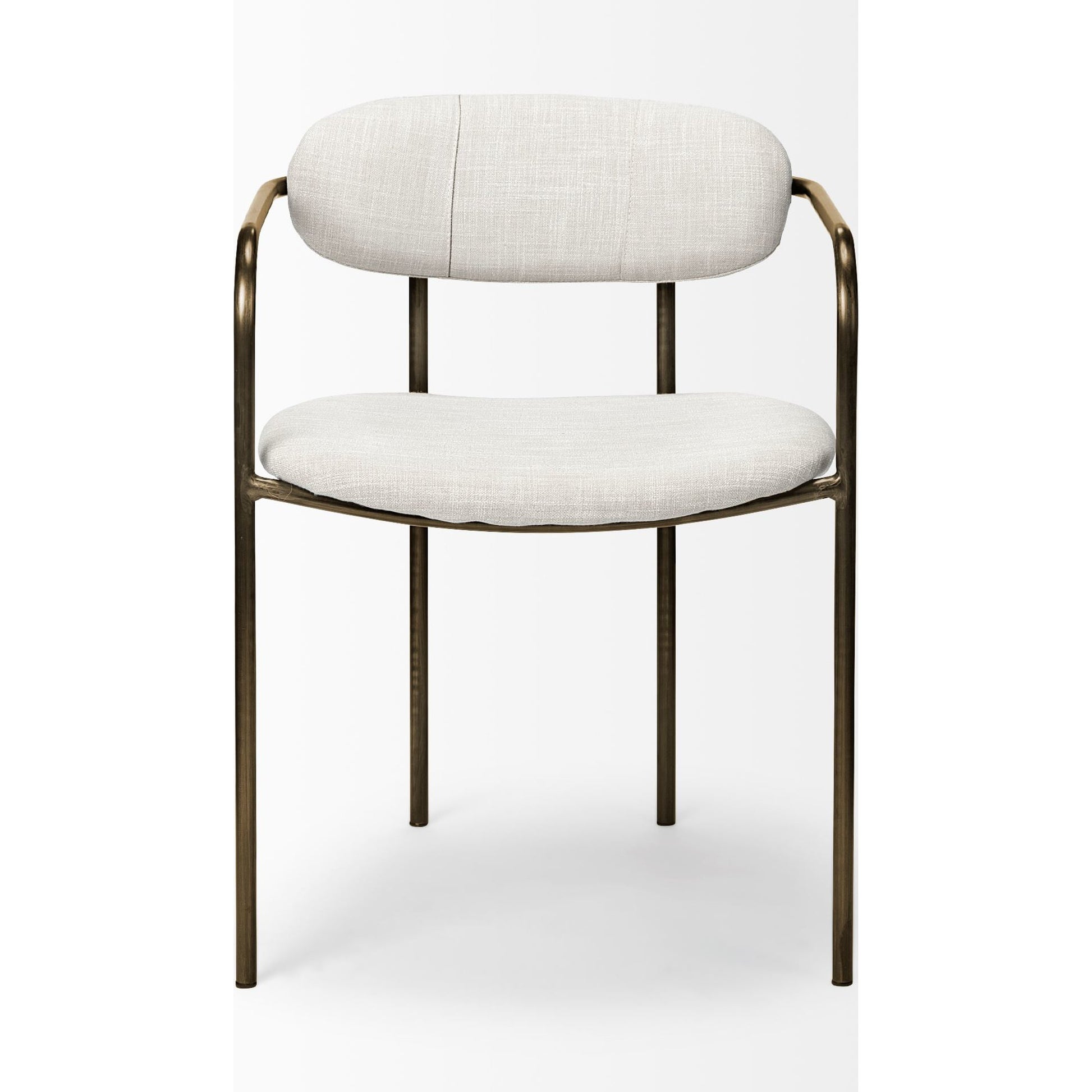 Parker Upholstered Dining Chair (Set of 2) by Mercana in white, gold. Made from fabric, metal in a modern style.
