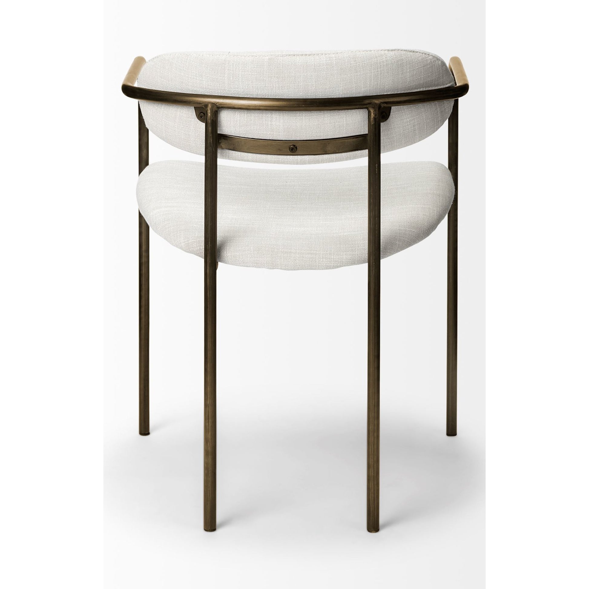 Parker Upholstered Dining Chair (Set of 2) by Mercana in white, gold. Made from fabric, metal in a modern style.