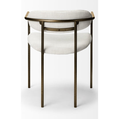 Parker Upholstered Dining Chair (Set of 2) by Mercana in white, gold. Made from fabric, metal in a modern style.