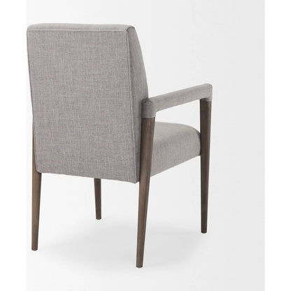 Palisades Dining Chair by Mercana in cream, light brown. Made from wood, fabric in a modern style.