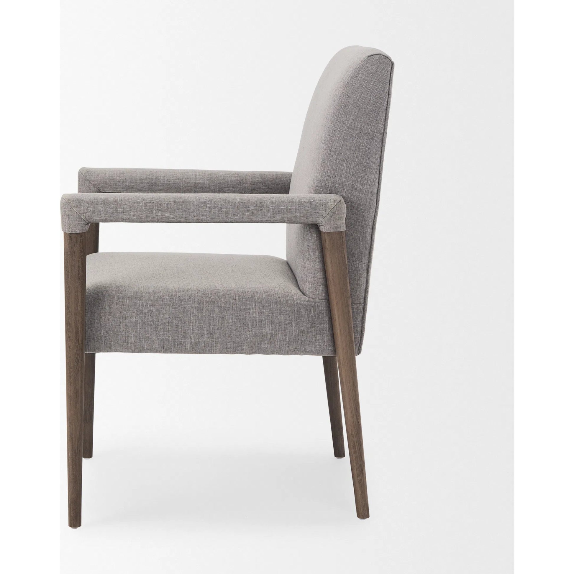 Palisades Dining Chair by Mercana in cream, light brown. Made from wood, fabric in a modern style.