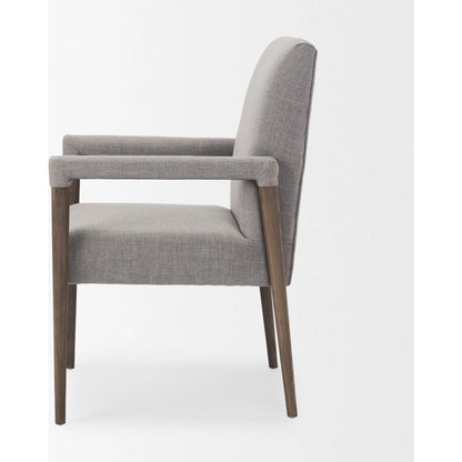 Palisades Dining Chair by Mercana in cream, light brown. Made from wood, fabric in a modern style.