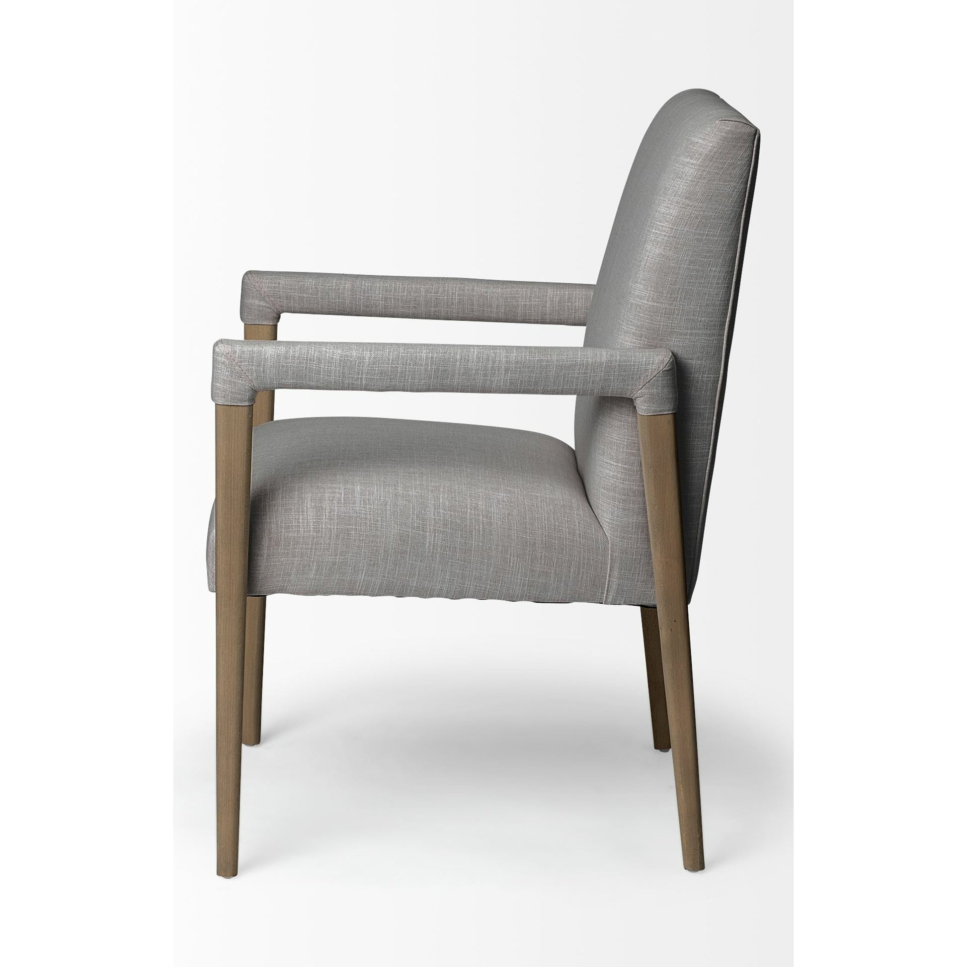 Palisades Dining Chair by Mercana in cream, light brown. Made from wood, fabric in a modern style.
