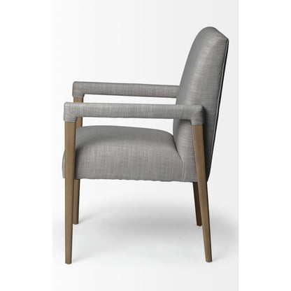 Palisades Dining Chair by Mercana in cream, light brown. Made from wood, fabric in a modern style.