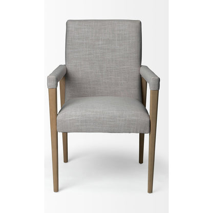 Palisades Dining Chair by Mercana in cream, light brown. Made from wood, fabric in a modern style.