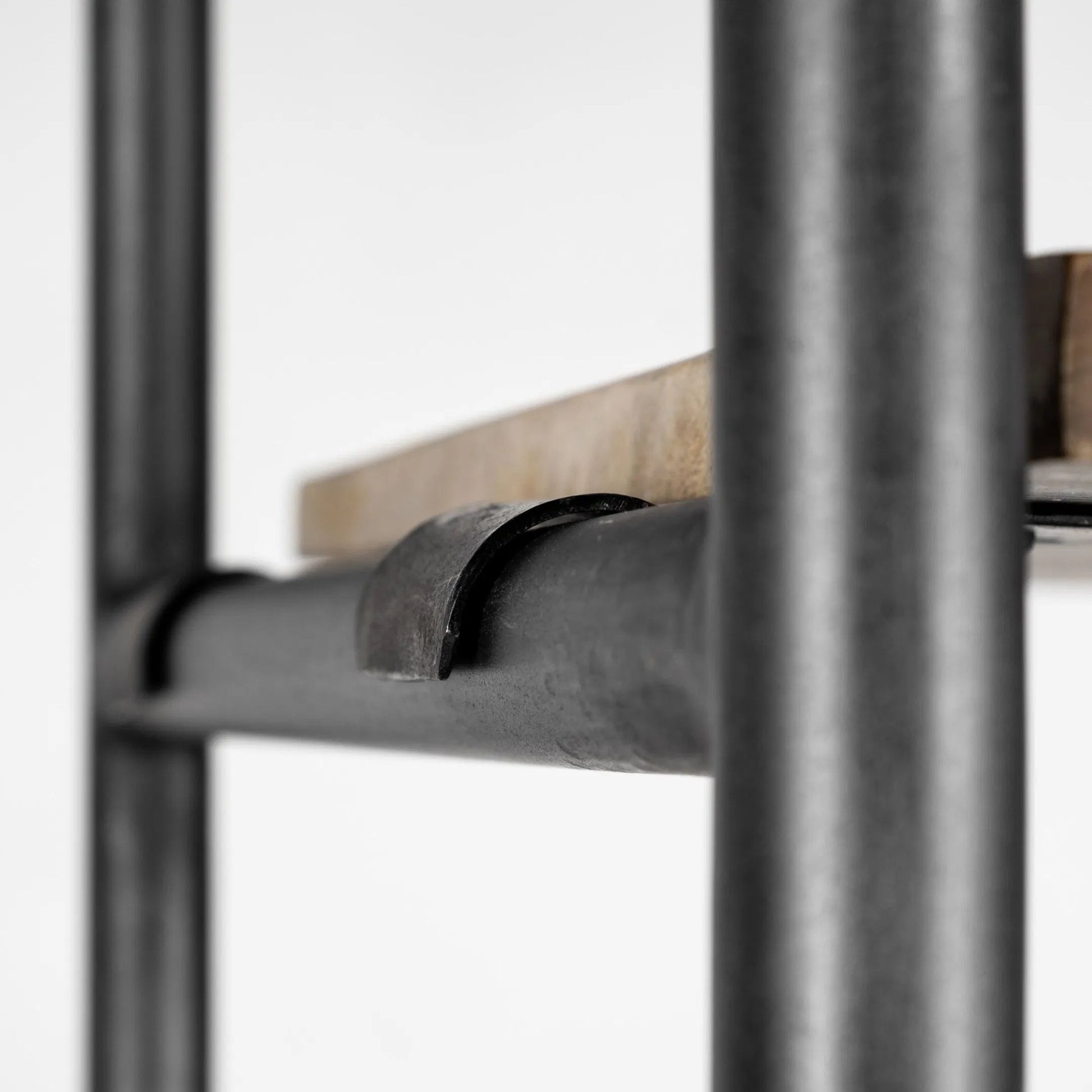 Darius Shelving Unit by Mercana in wood, matte black iron. Made from unique in a modern style.