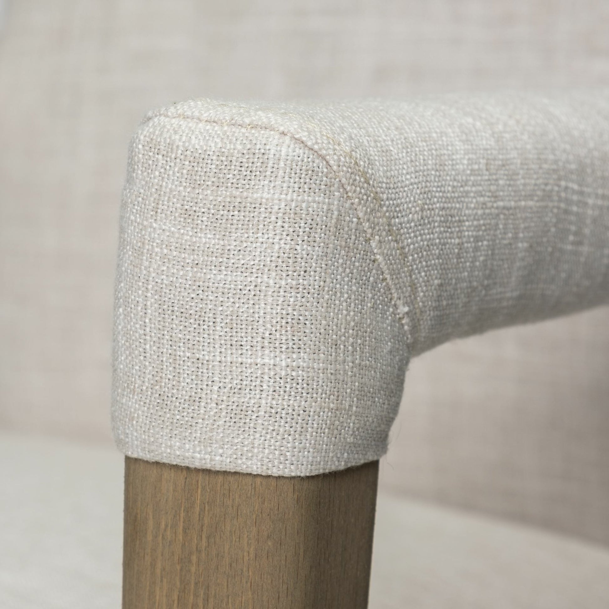 Palisades Dining Chair by Mercana in cream, light brown. Made from wood, fabric in a modern style.