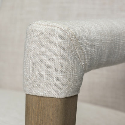 Palisades Dining Chair by Mercana in cream, light brown. Made from wood, fabric in a modern style.