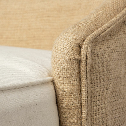 Monmouth Upholstered Seat Bar Stool by Mercana in cream, weathered brown. Made from wood, fabric, jute in a modern style.