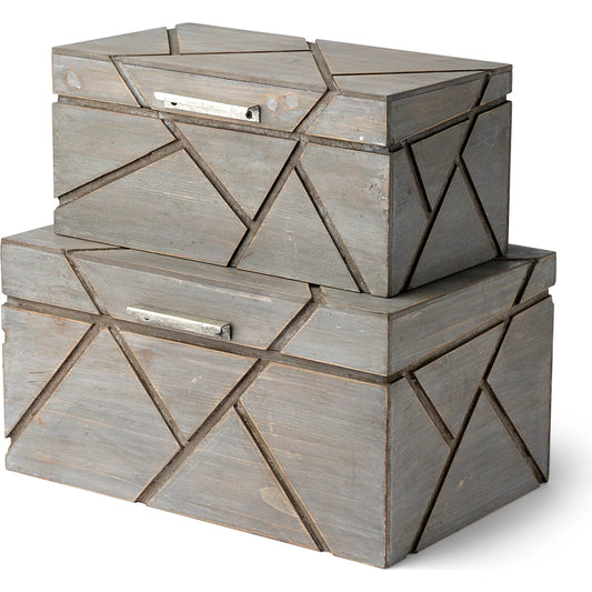 Niobe Wooden Nesting Boxes Set of Two by Mercana in natural. Made from unique in a eclectic & global style.