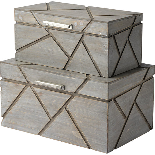 Niobe Wooden Nesting Boxes Set of Two by Mercana in natural. Made from unique in a eclectic & global style.