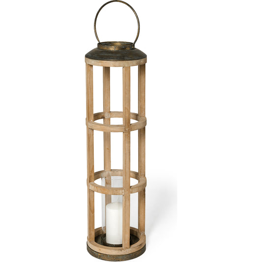 Andy I Cylindrical Lantern by Mercana in natural. Made from unique in a coastal style.