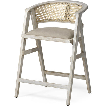 Tabitha Upholstered Seat Bar/Counter Stool by Mercana in blonde. Made from unique in a coastal style.