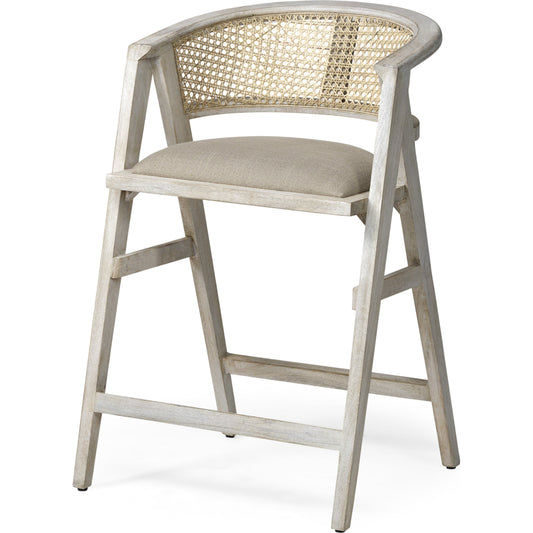 Tabitha Upholstered Seat Bar/Counter Stool by Mercana in blonde. Made from unique in a coastal style.