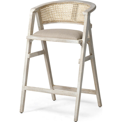 Tabitha Upholstered Seat Bar/Counter Stool by Mercana in blonde. Made from unique in a coastal style.
