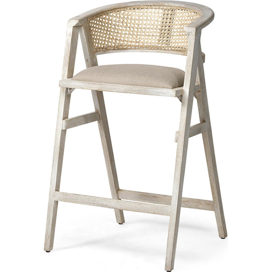 Tabitha Upholstered Seat Bar/Counter Stool by Mercana in blonde. Made from unique in a coastal style.