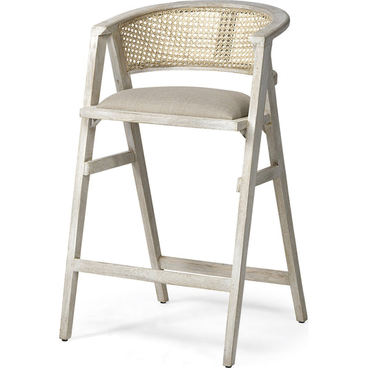 Tabitha Upholstered Seat Bar/Counter Stool by Mercana in blonde. Made from unique in a coastal style.