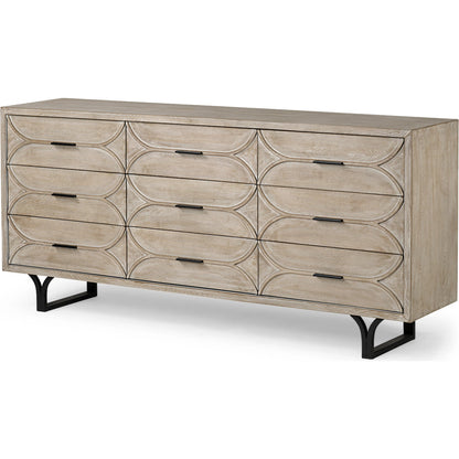 Giselle Sideboard by Mercana in light brown, whitewashed. Made from unique in a modern style.