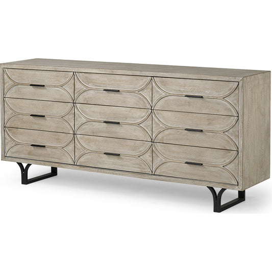 Giselle Sideboard by Mercana in light brown, whitewashed. Made from unique in a modern style.