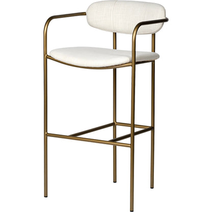 Parker Upholstered Seat Bar Stool by Mercana. Made from fabric in a modern style.