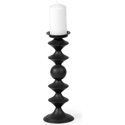 Candelero I Grooved Table Candle Holder by Mercana in matte black. Made from unique in a eclectic & global style.