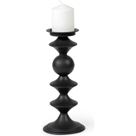 Candelero I Grooved Table Candle Holder by Mercana in matte black. Made from unique in a eclectic & global style.