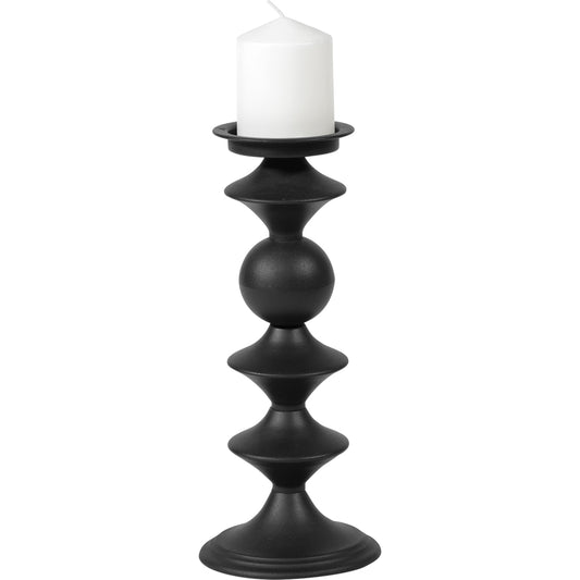 Candelero I Grooved Table Candle Holder by Mercana in matte black. Made from unique in a eclectic & global style.