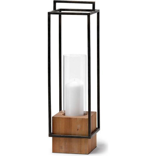 Orionis Wood Black Lantern Candle Holder by Mercana in natural. Made from unique in a modern style.