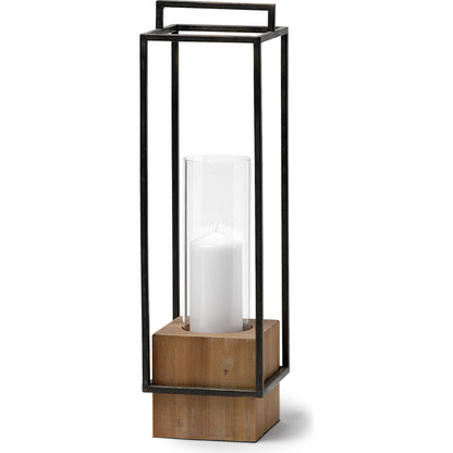 Orionis Wood Black Lantern Candle Holder by Mercana in natural. Made from unique in a modern style.