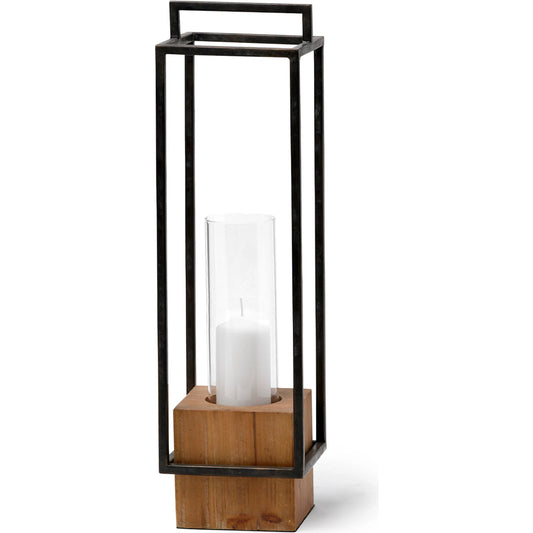 Orionis Wood Black Lantern Candle Holder by Mercana in natural. Made from unique in a modern style.