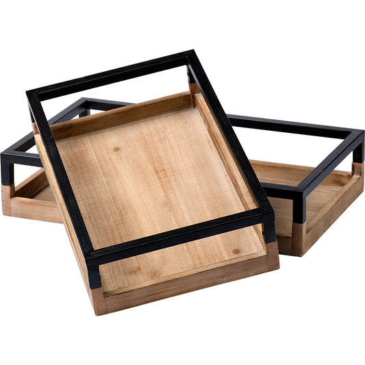 Ross Black Metal Nesting Trays Set of Two by Mercana in natural. Made from unique in a modern style.