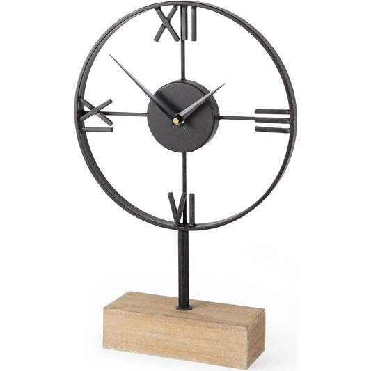 Oris Open Table Clock by Mercana in natural. Made from unique in a rustic style.