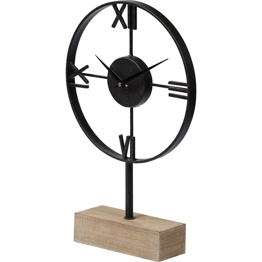 Oris Open Table Clock by Mercana in natural. Made from unique in a rustic style.