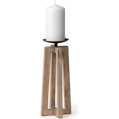 Astra Light Wood Pedestal Base Table Candle Holder by Mercana in natural. Made from unique in a coastal style.