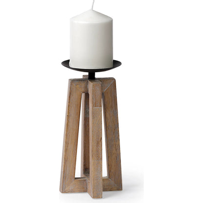 Astra Light Wood Pedestal Base Table Candle Holder by Mercana in natural. Made from unique in a coastal style.