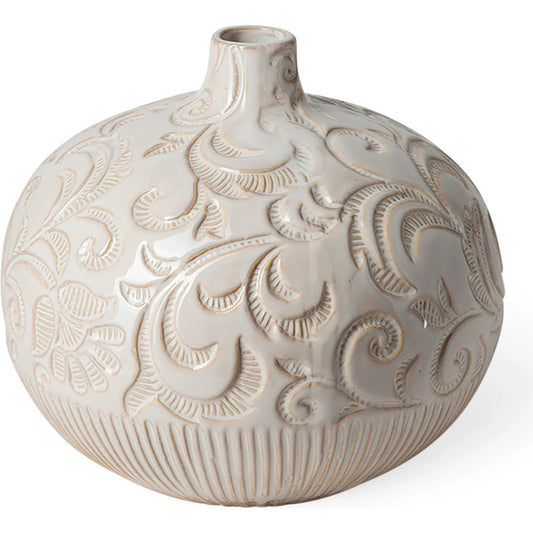 Jadiza II Glaze Floral Pattern Vase by Mercana in natural. Made from unique in a cottage & farmhouse style.