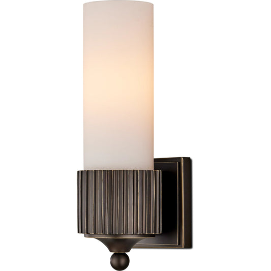 Bryce Bath Wall Sconce by Currey and Company. Made from composite, glass in a modern style.