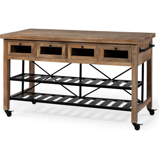 Stuart Kitchen Island by Mercana in natural. Made from unique in a cottage & farmhouse style.