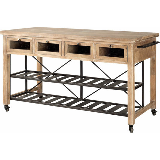 Stuart Kitchen Island by Mercana in natural. Made from unique in a cottage & farmhouse style.
