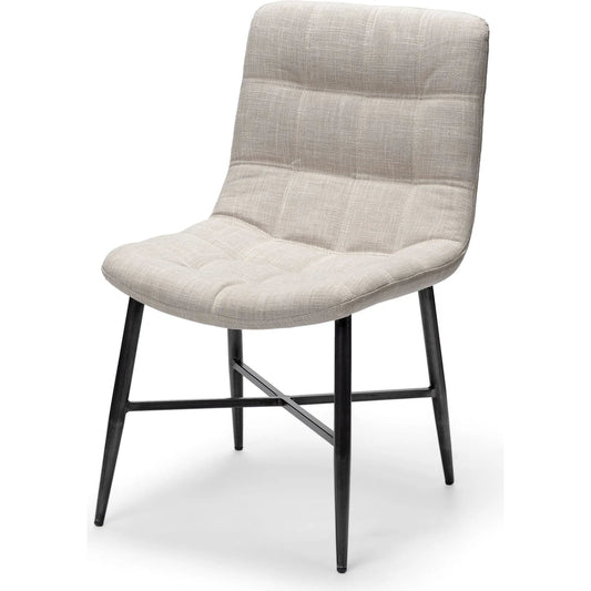 Barrow Dining Chair (Set of 2) by Mercana in cream, matte black. Made from fabric, metal in a modern style.
